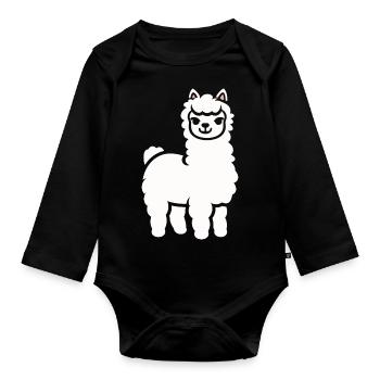 Humour mignon petit lama - Body Bébé bio manches longues - noir - Devant