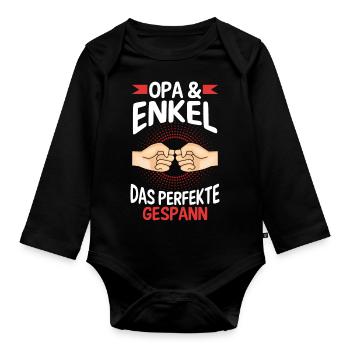 Großvater Opa und Enkel - Baby Bio-Langarm-Body - Schwarz - Vorne