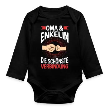 Oma Großmutter und Enkelin - Baby Bio-Langarm-Body - Schwarz - Vorne