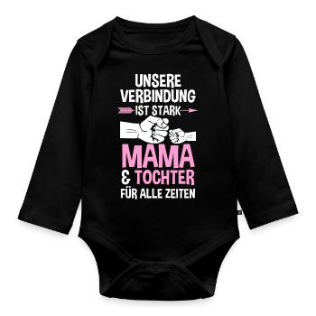 Mutter Muttertag Mama und Tochter - Baby Bio-Langarm-Body - Schwarz - Vorne