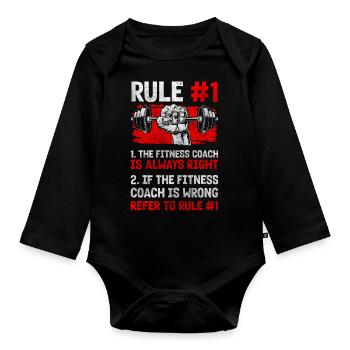Trainer Gym Pumps Bench Press - Organic Longsleeve Baby Bodysuit - black - Front