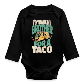Taco - Organic Longsleeve Baby Bodysuit - black - Front