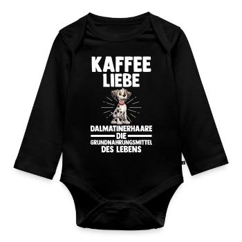 Kaffee Hund Dalmatiner - Baby Bio-Langarm-Body - Schwarz - Vorne