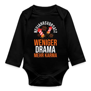 Neujahr Feuerwerk Silvester - Baby Bio-Langarm-Body - Schwarz - Vorne