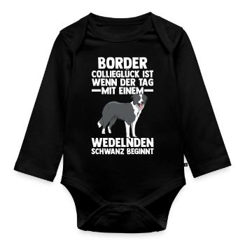 Hund Border Collie - Baby Bio-Langarm-Body - Schwarz - Vorne