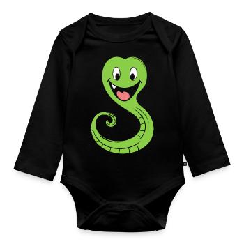 Humour petit serpent - Body Bébé bio manches longues - noir - Devant