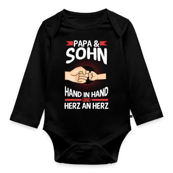 Papa Sohn Vater Familie Geschenk - Baby Bio-Langarm-Body - Schwarz - Vorne