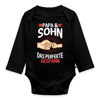 Papa Sohn Vater Familie Geschenk - Baby Bio-Langarm-Body - Schwarz - Vorne