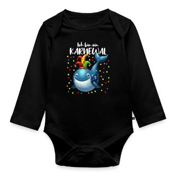 Karneval Wal lustig Konfetti Alaaf Rosenmontag - Baby Bio-Langarm-Body - Schwarz - Vorne