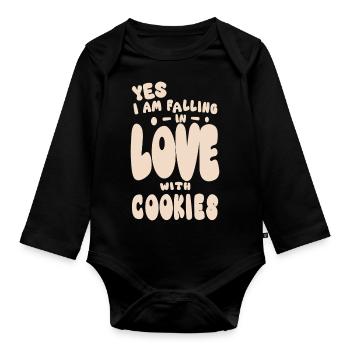 I love cookies crazy on chocolate chip cookies - Organic Longsleeve Baby Bodysuit - black - Front