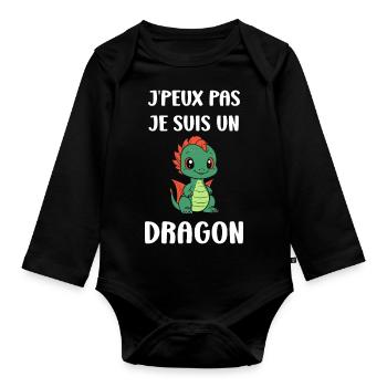 Bébé dragon - Body Bébé bio manches longues - noir - Devant