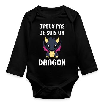 Bébé dragon - Body Bébé bio manches longues - noir - Devant