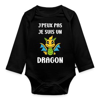 Bébé dragon - Body Bébé bio manches longues - noir - Devant