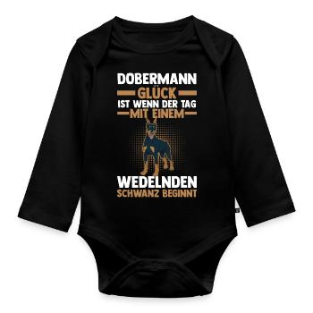 Hund Dobermann - Baby Bio-Langarm-Body - Schwarz - Vorne