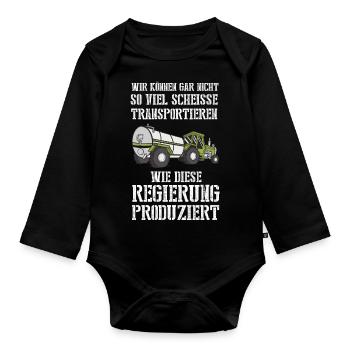 We can't transport so much shit - Organic Longsleeve Baby Bodysuit - black - Front