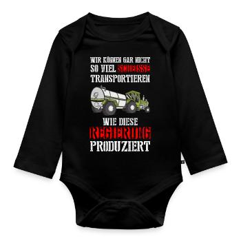 We can't transport so much shit - Organic Longsleeve Baby Bodysuit - black - Front