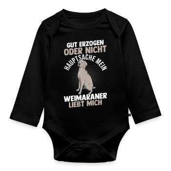 Hund Weimaraner - Baby Bio-Langarm-Body - Schwarz - Vorne