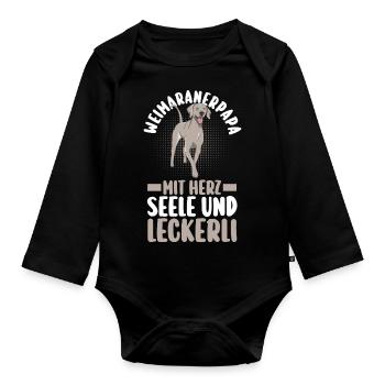 Hund Hundepapa Vater Weimaranerpapa Weimaraner - Baby Bio-Langarm-Body - Schwarz - Vorne