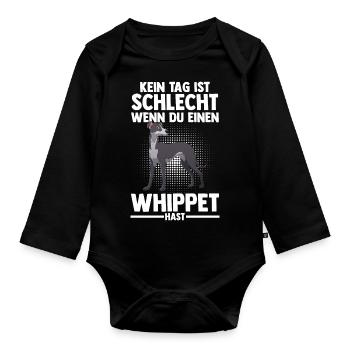 Hund Whippet - Baby Bio-Langarm-Body - Schwarz - Vorne