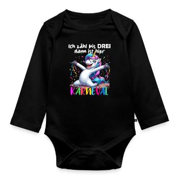 Licorne Carnaval Confettis Alaaf Helau Party Drôle - Body Bébé bio manches longues - noir - Devant