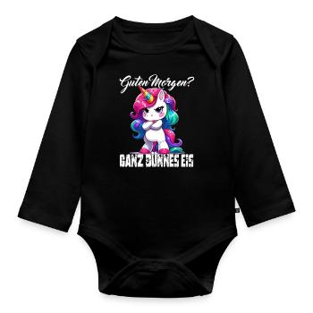 Funny Unicorn Morning Grouch Office Colleague Partner - Organic Longsleeve Baby Bodysuit - black - Front