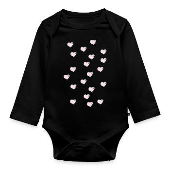 herzen viele kleine - Baby Bio-Langarm-Body - Schwarz - Vorne