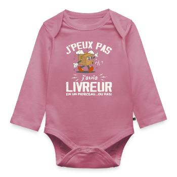 J'peux Pas Je Suis Livreur - Body Bébé bio manches longues - mauve - Devant