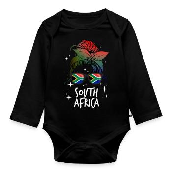 Afrique du Sud - Body Bébé bio manches longues - noir - Devant