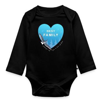 best family - Organic Longsleeve Baby Bodysuit - black - Front