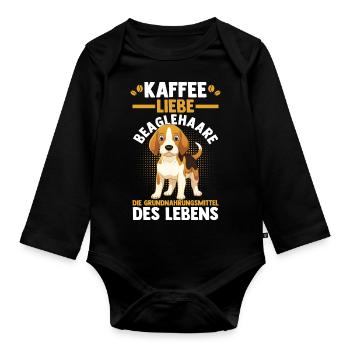 Dog Coffee Beagle - Organic Longsleeve Baby Bodysuit - black - Front