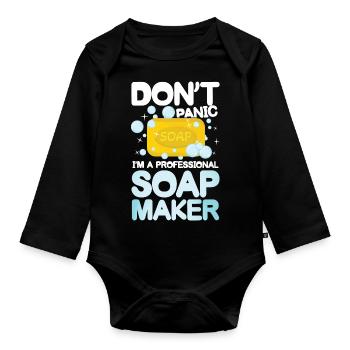 Don't Panic I'm a Professional Soap Maker - Baby Bio-Langarm-Body - Schwarz - Vorne