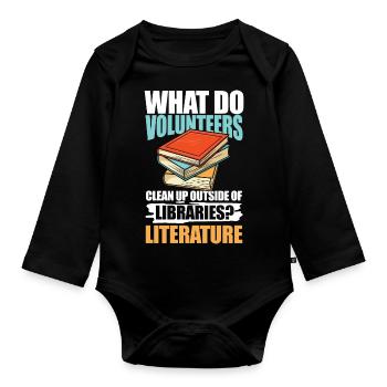 What Do Volunteers Libraries Literature - Baby Bio-Langarm-Body - Schwarz - Vorne