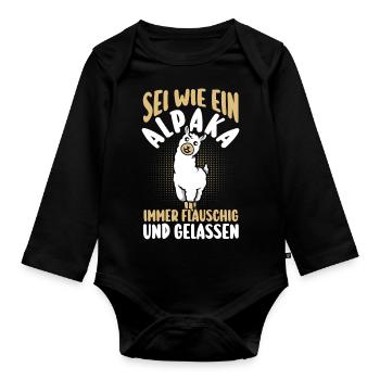 Alpaca - Organic Longsleeve Baby Bodysuit - black - Front
