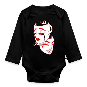 Beautiful female paint art Face colorful woman - Organic Longsleeve Baby Bodysuit - black - Front