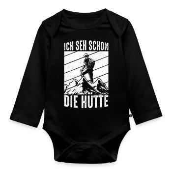 I can already see the hut, climbing, nature, mountains, walls - Organic Longsleeve Baby Bodysuit - black - Front
