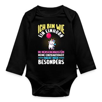 Licorne - Body Bébé bio manches longues - noir - Devant