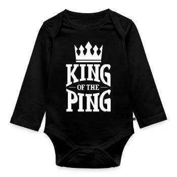 King of the ping - Organic Longsleeve Baby Bodysuit - black - Front