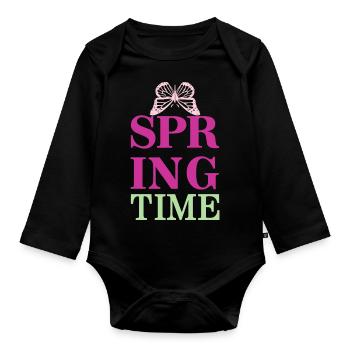 SpringTime - Der Frühling ist da! - Baby Bio-Langarm-Body - Schwarz - Vorne