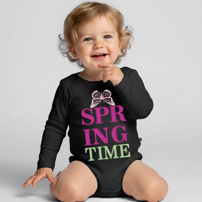 SpringTime - Spring is here! Organic Longsleeve Baby Bodysuit