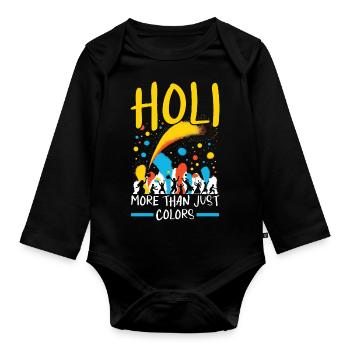 Happy Holi Grüße Hinduismus Indisches Fest - Baby Bio-Langarm-Body - Schwarz - Vorne
