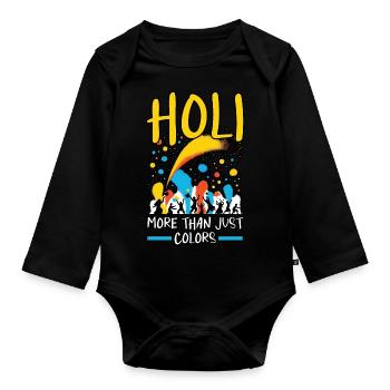 Happy Holi Grüße Hinduismus Indisches Fest - Baby Bio-Langarm-Body - Schwarz - Vorne