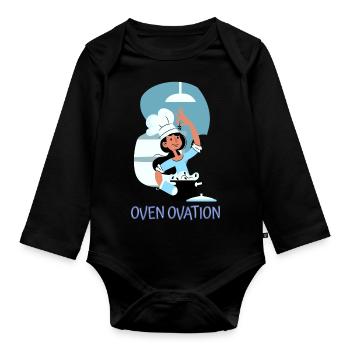 Chef Cook Kitchen Culinary Retro Bake Restaurant - Organic Longsleeve Baby Bodysuit - black - Front