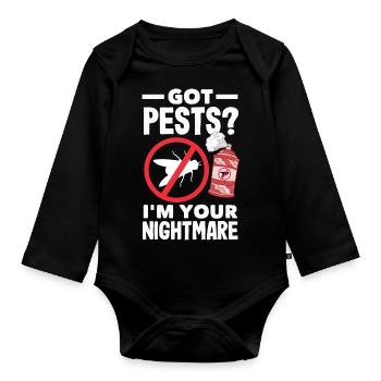 Got Pests? Funny Pest Control Exterminator - Organic Longsleeve Baby Bodysuit - black - Front
