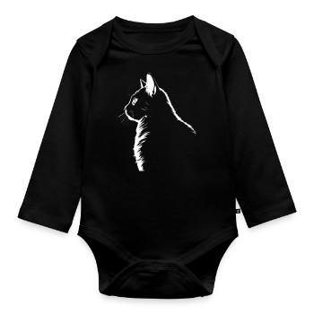 Chat, Motif De Chat - Body Bébé bio manches longues - noir - Devant