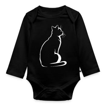 Chat, Motif De Chat - Body Bébé bio manches longues - noir - Devant