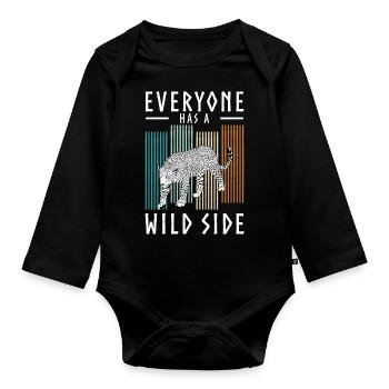 Africa, Wilderness, Jaguar, Predator - Organic Longsleeve Baby Bodysuit - black - Front