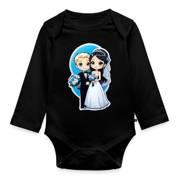 just married - pour mariage - Body Bébé bio manches longues - noir - Devant