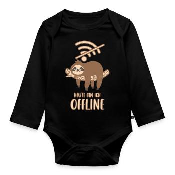 Heute bin ich Offline - Baby Bio-Langarm-Body - Schwarz - Vorne