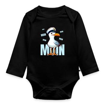 Hamburg Moin Möwe Matrose See Lustig Norden Hafen - Baby Bio-Langarm-Body - Schwarz - Vorne