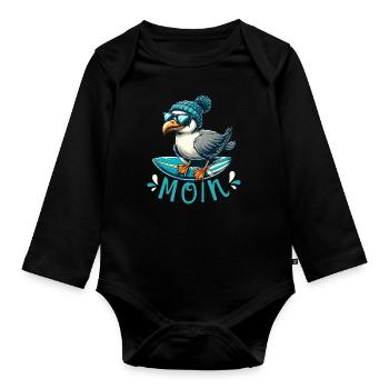 Hamburg Seagull Moin North Dialect Hamburger funny - Organic Longsleeve Baby Bodysuit - black - Front